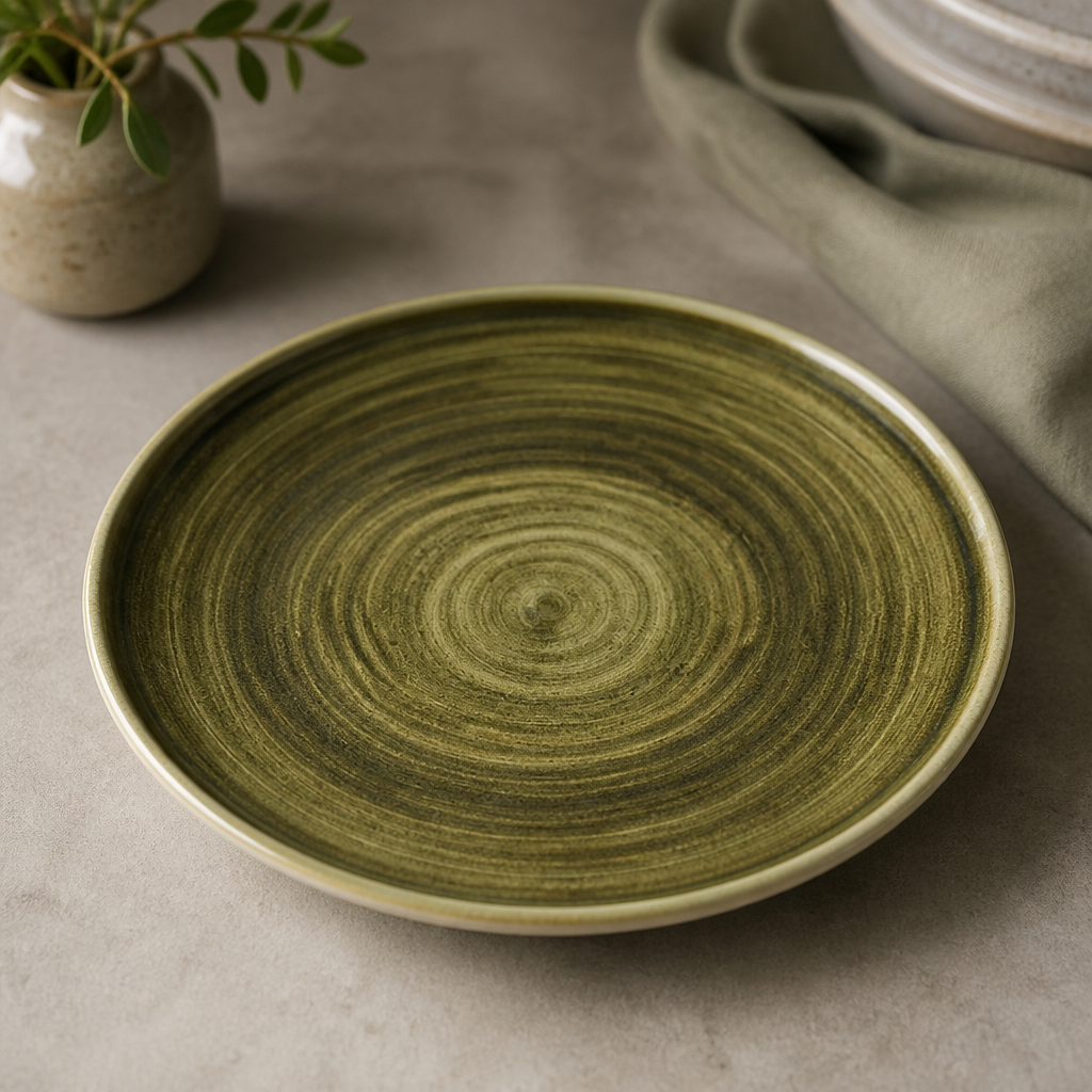 Commercial Plume Walled Plates Green 260mm 6 Pack