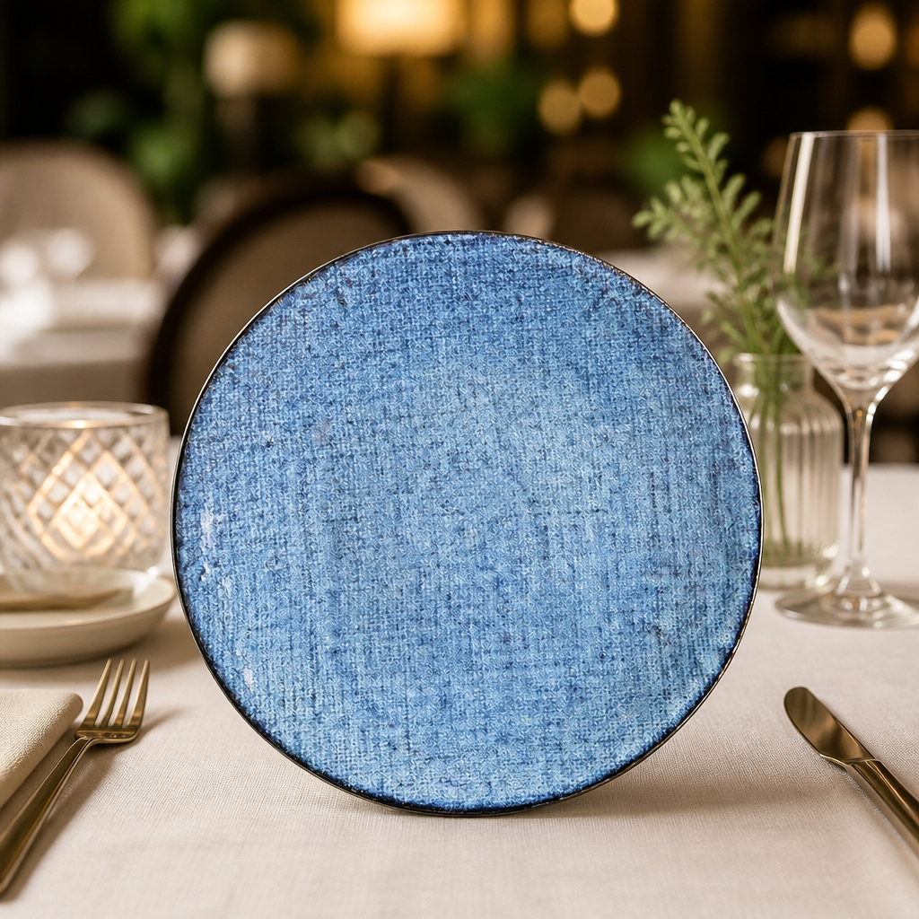 Denim Blue Porcelain Coupe Plates 285mm 4 Pack