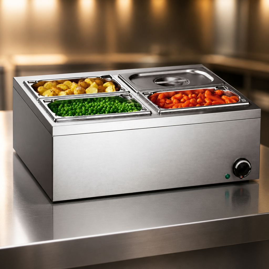 Commercial Bain Marie countertop food warmer with 4 pans