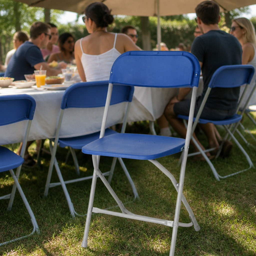 Commercial Folding Chairs Blue Polypropylene 10 Pack