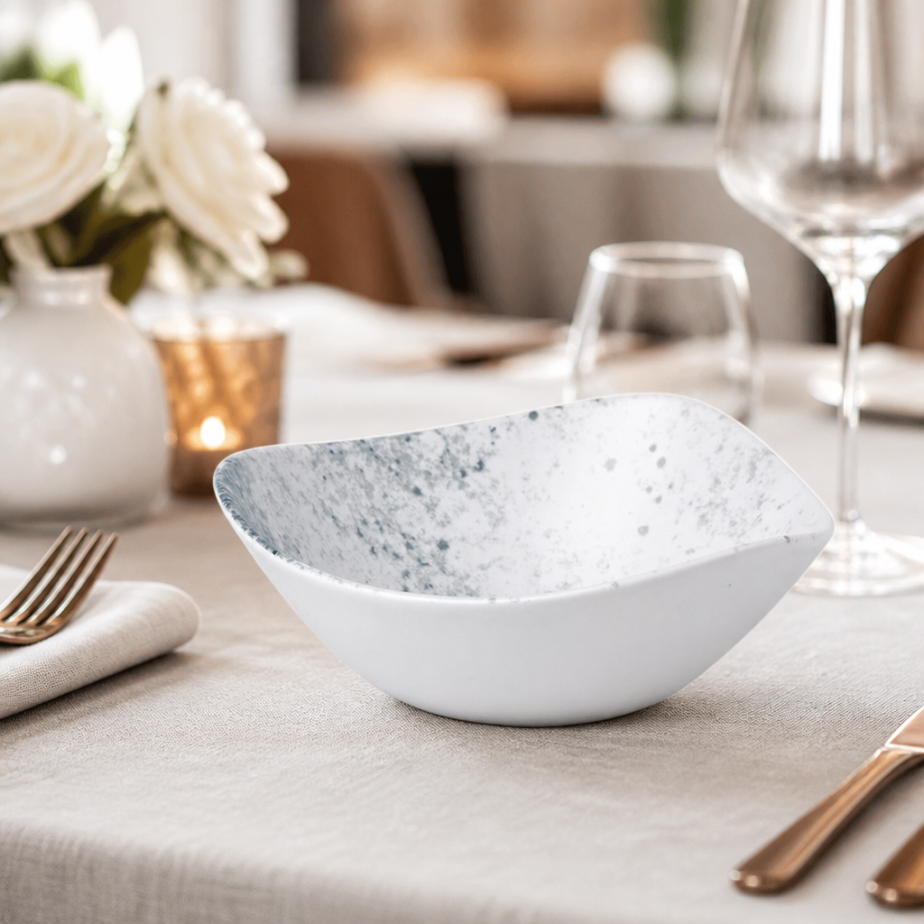Commercial Haze Blue Triangle Bowls 13oz 12 Pack Porcelain