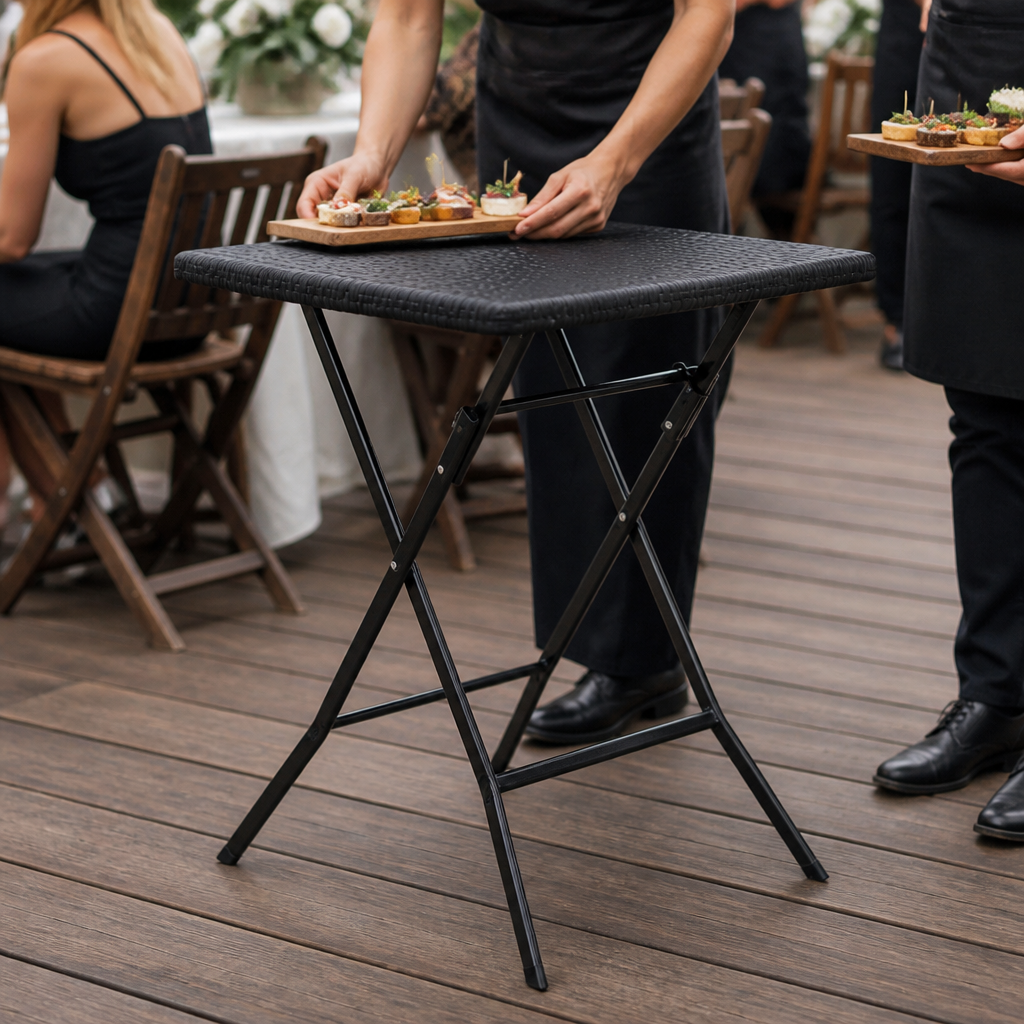 Commercial Folding Table Black 620mm for outdoor use