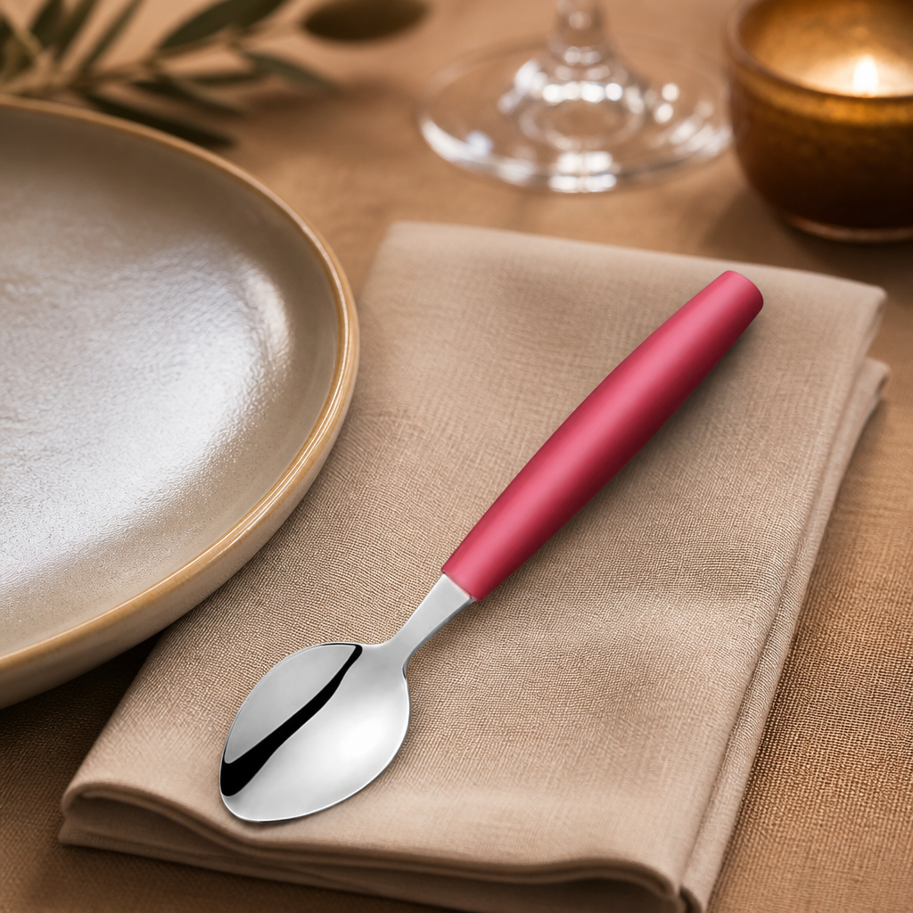 Commercial Medium Teaspoons with Red Handles 12 Pack 165mm