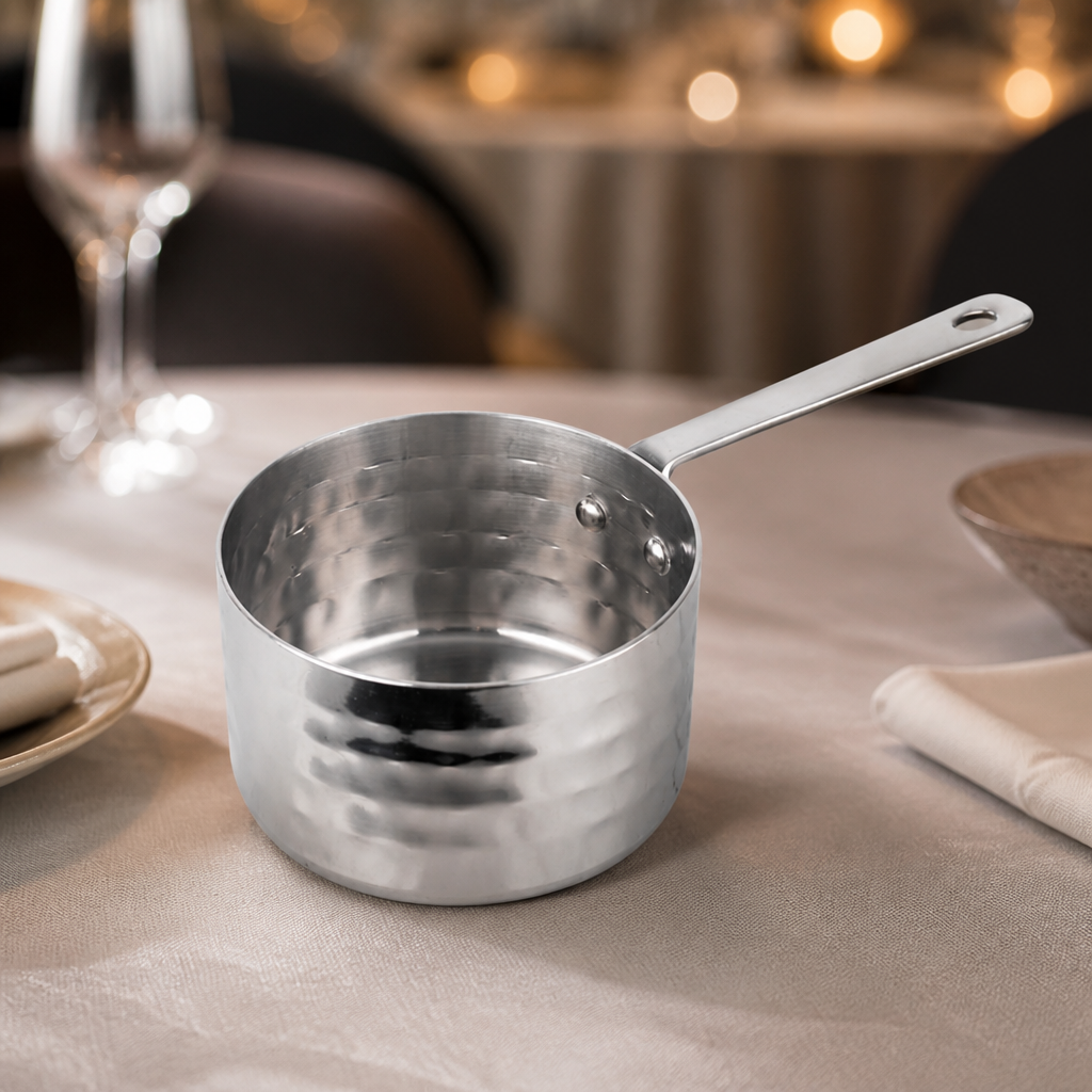 Commercial Mini Saucepan Hammered 90mm Stainless Steel Dish