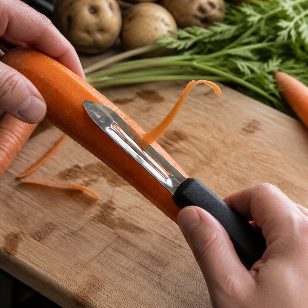 Commercial Vegetable Peeler with Double-Sided Blade and Handle