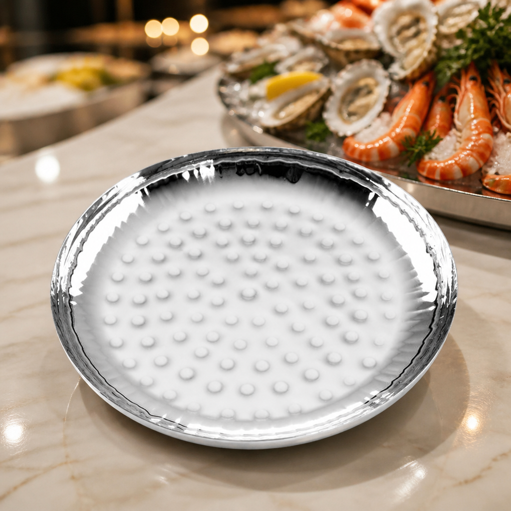 Commercial Seafood Serving Bowl 11.5" Hammered Stainless Steel