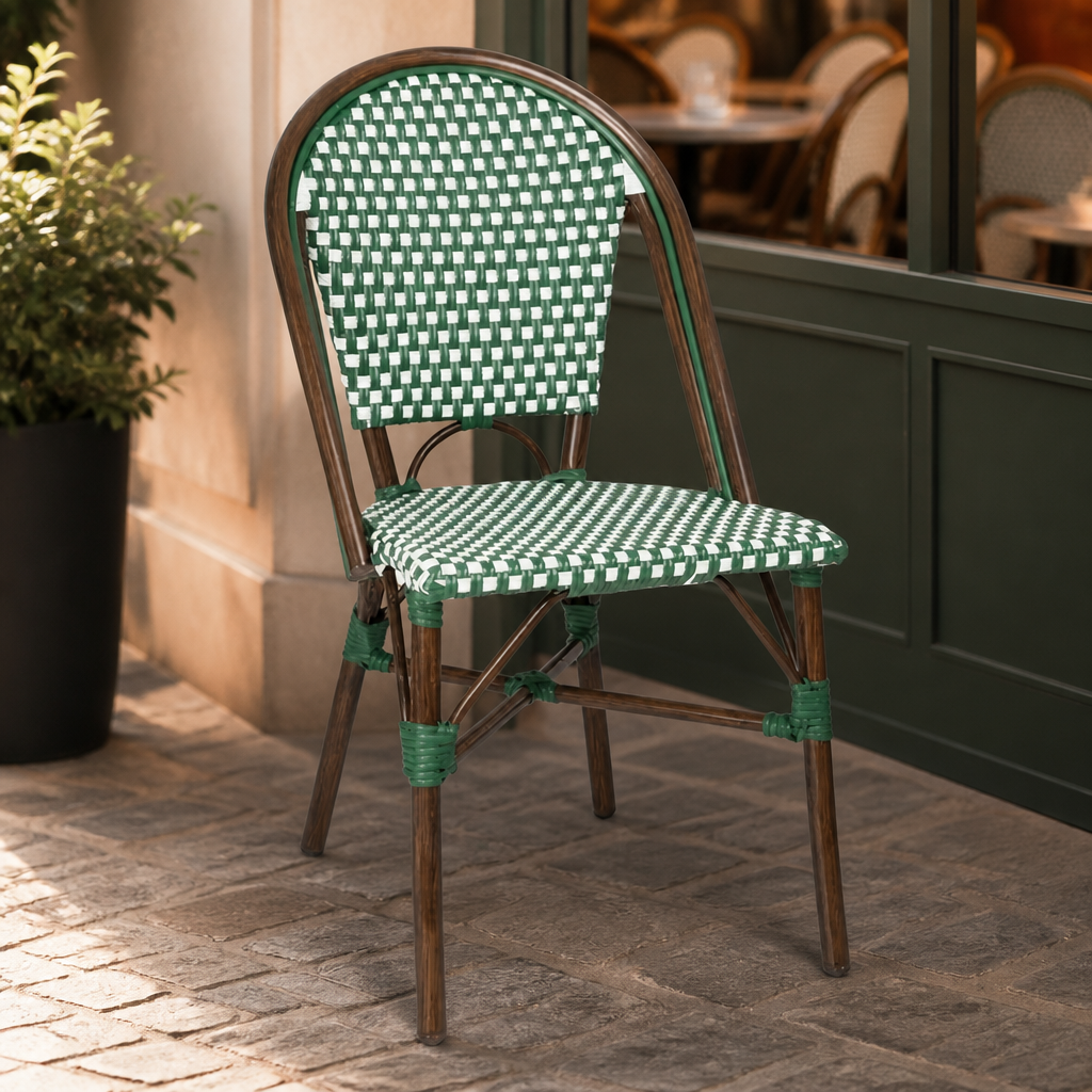 Commercial stackable outdoor rattan chairs green dot mix 2 pack