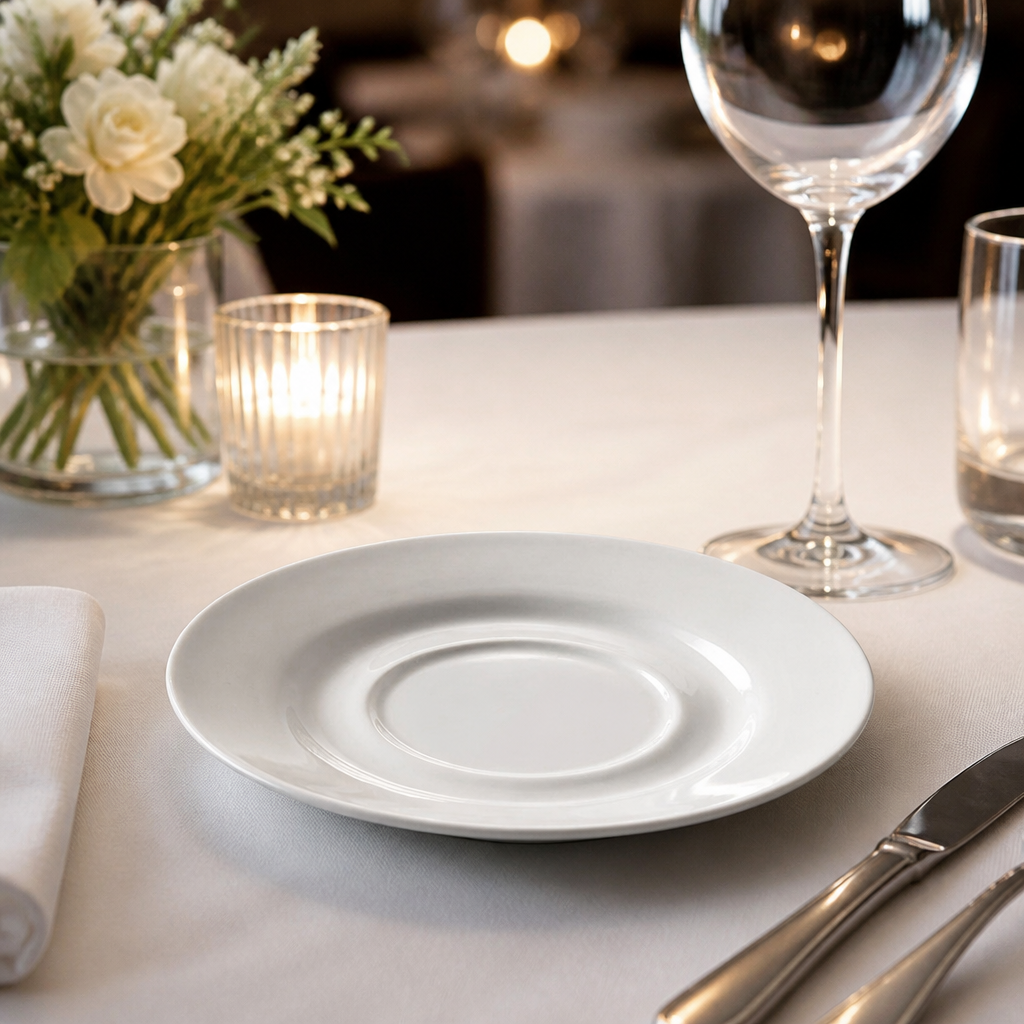 Commercial Porcelain Saucers 156mm - 6 Pack for Dining