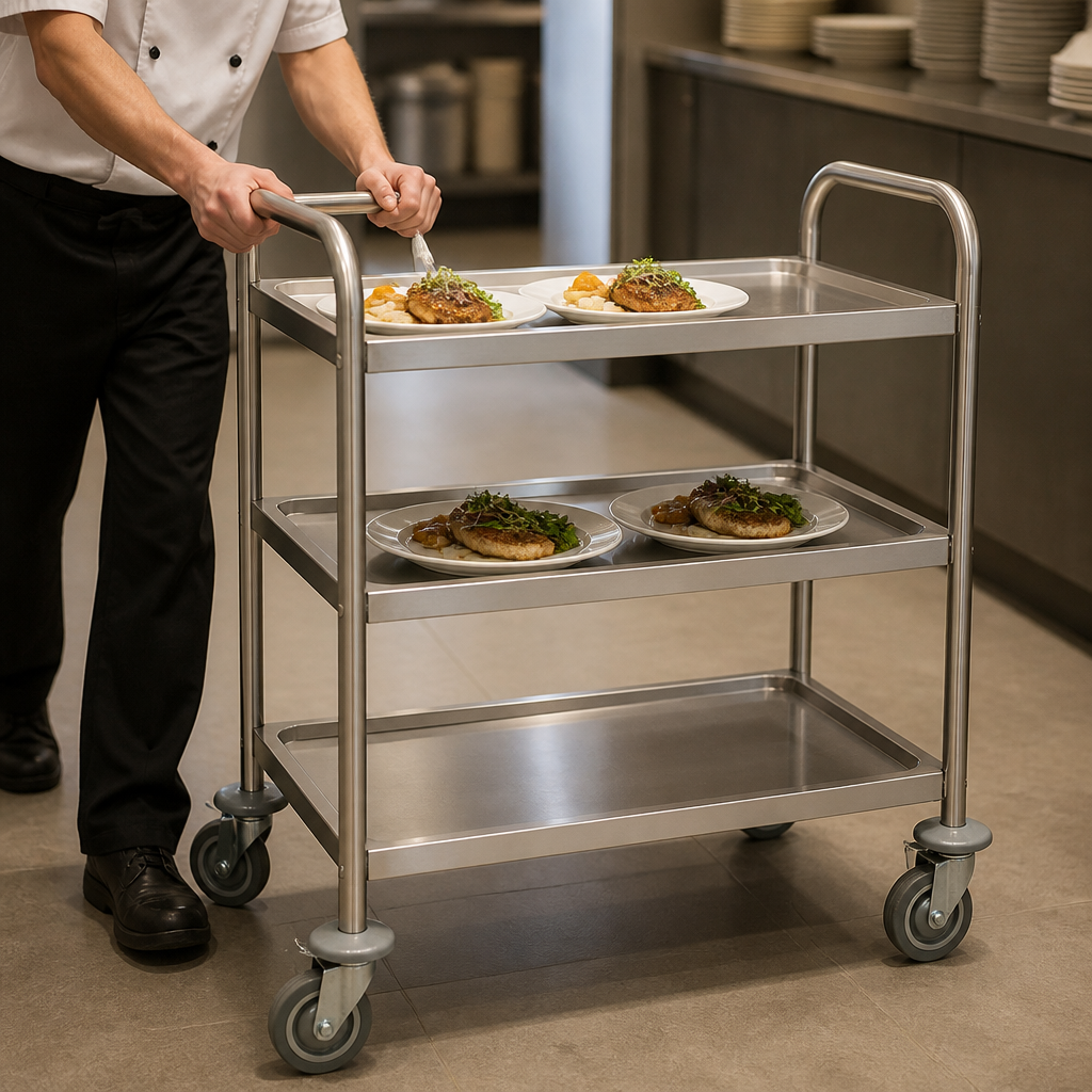Commercial 3 Tier Stainless Steel Clearing Trolley Utility Cart