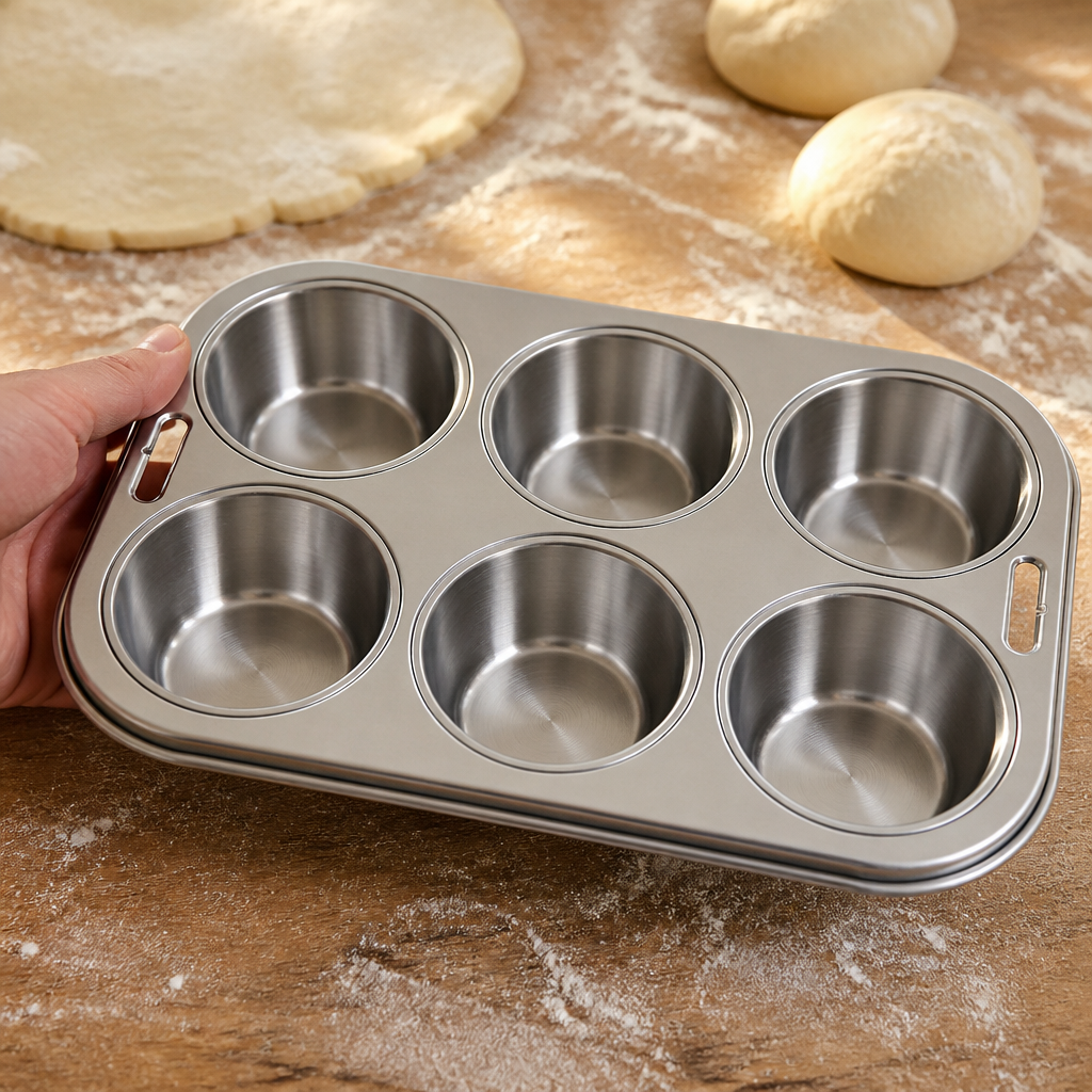 Commercial stainless steel 6 cup muffin tray baking pan