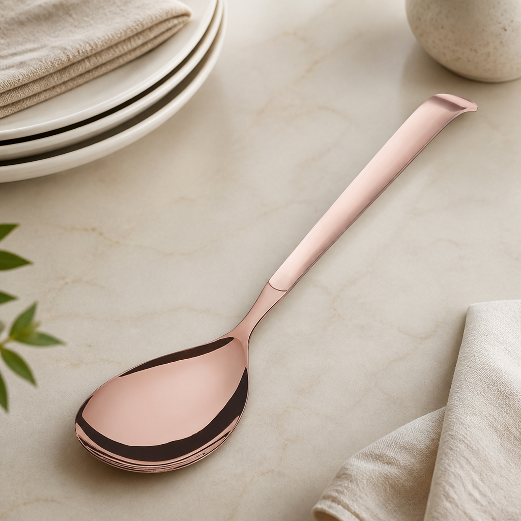 Commercial Solid Serving Spoon Set of 6 Copper Finish