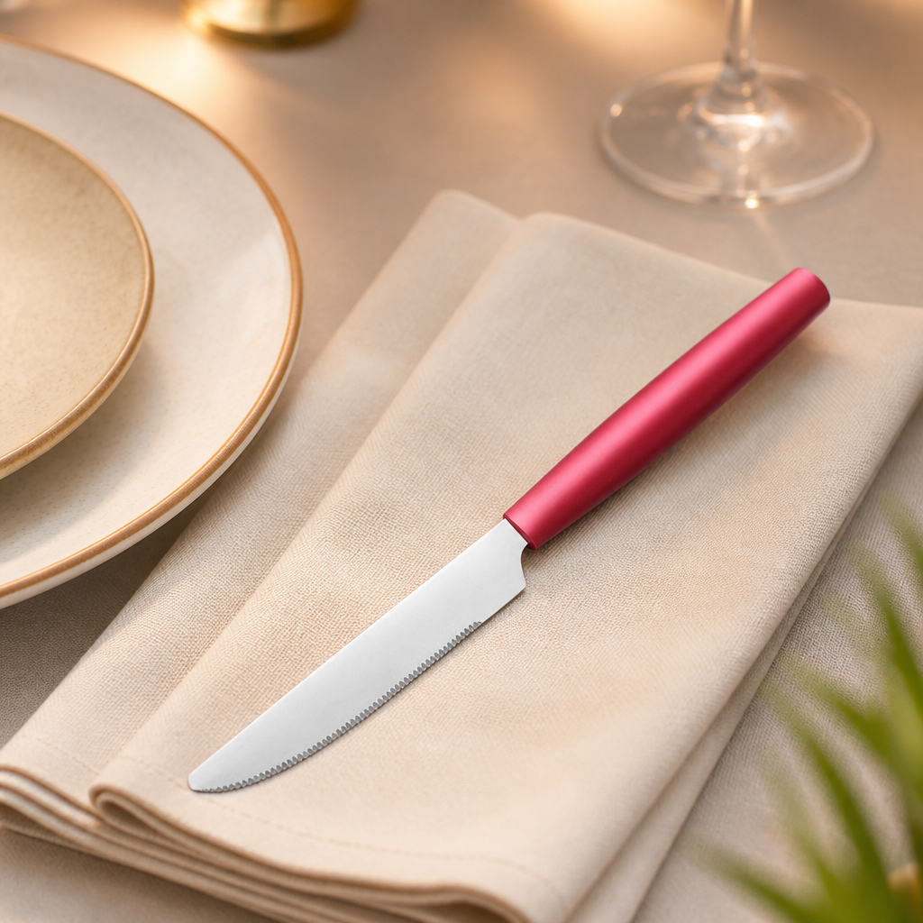 Commercial table knives red 12 pack 223mm length