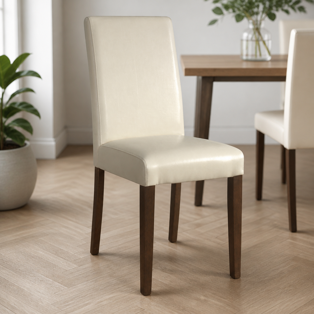 Commercial Faux Leather Dining Chairs Cream - 2 Pack