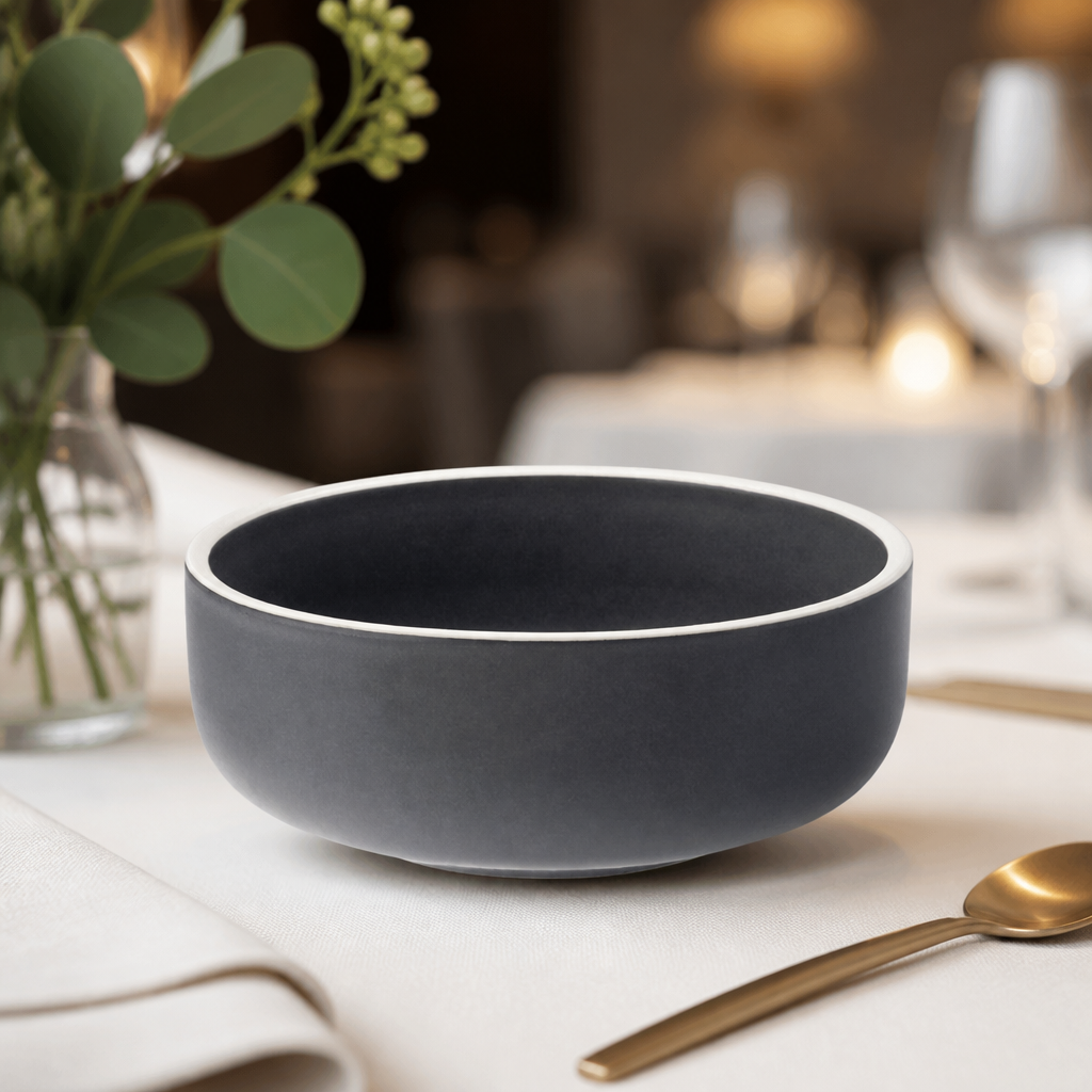 Commercial Vitrified Porcelain Bowls 145mm Charcoal 6 Pack