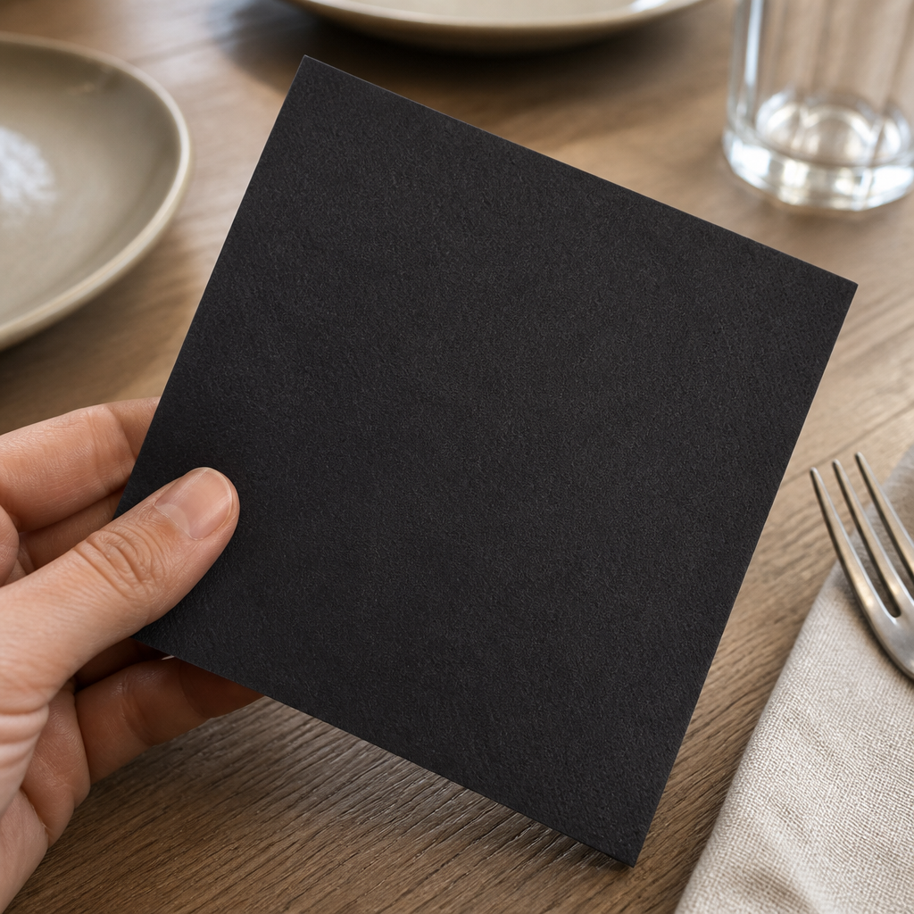 Commercial Recyclable Black Paper Napkins 33x33cm 2-Ply 2000 Pack