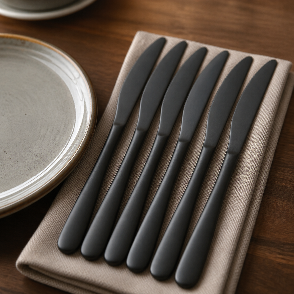 Commercial Table Knives Black Finish - 12 Pack Set