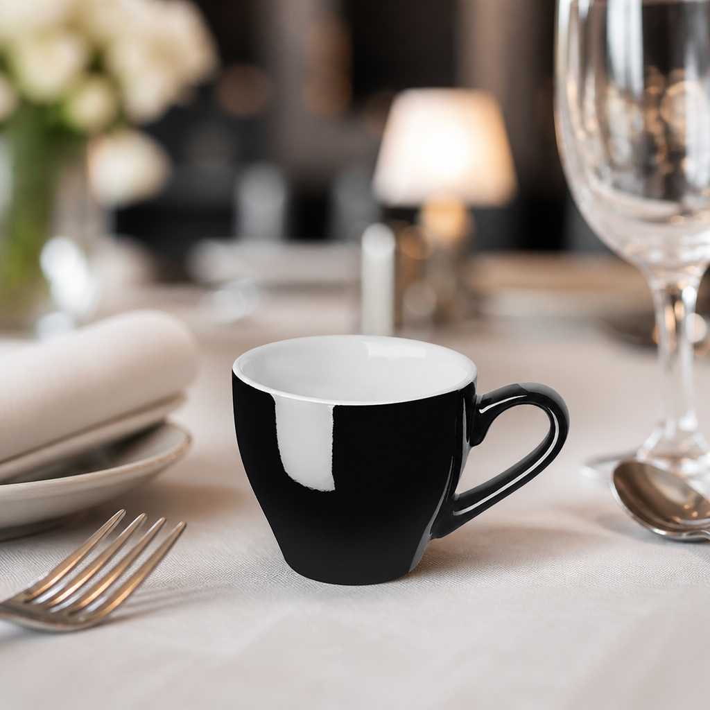 Commercial Espresso Cups 100ml Black Stoneware 12 Pack