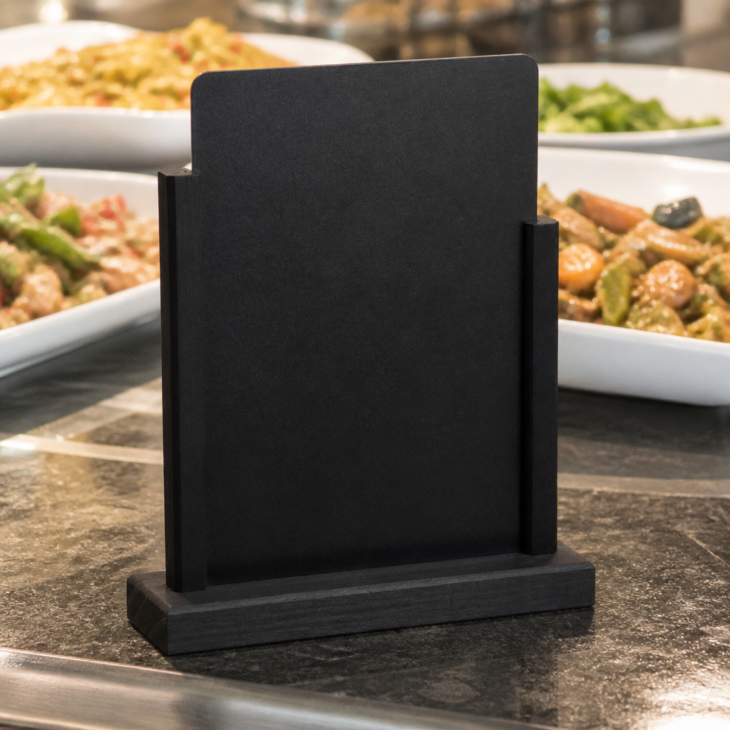 Commercial Tabletop Blackboard 297mm x 210mm Black Wood Effect