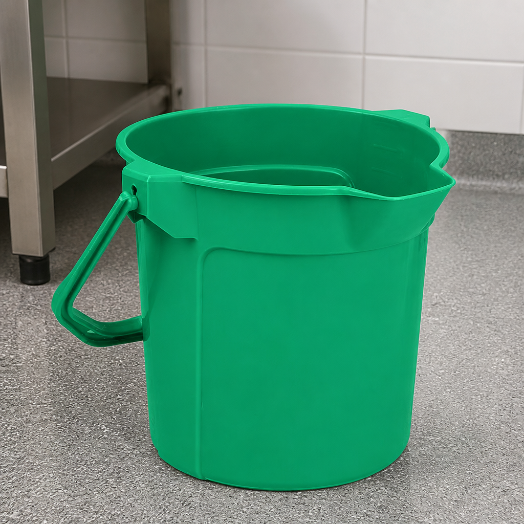 10L Commercial Green Graduated Cleaning Bucket with Pouring Lip