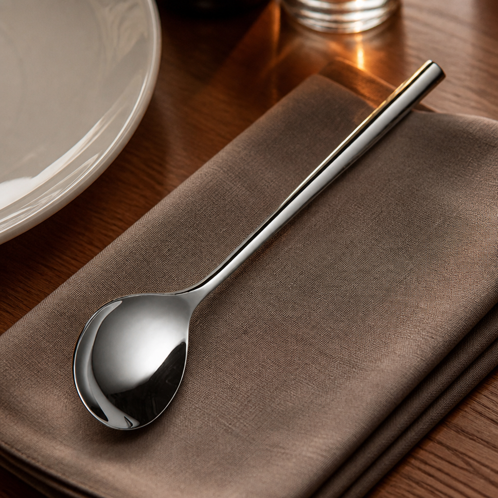 Commercial Round Soup Spoons 12 Pack in stainless steel