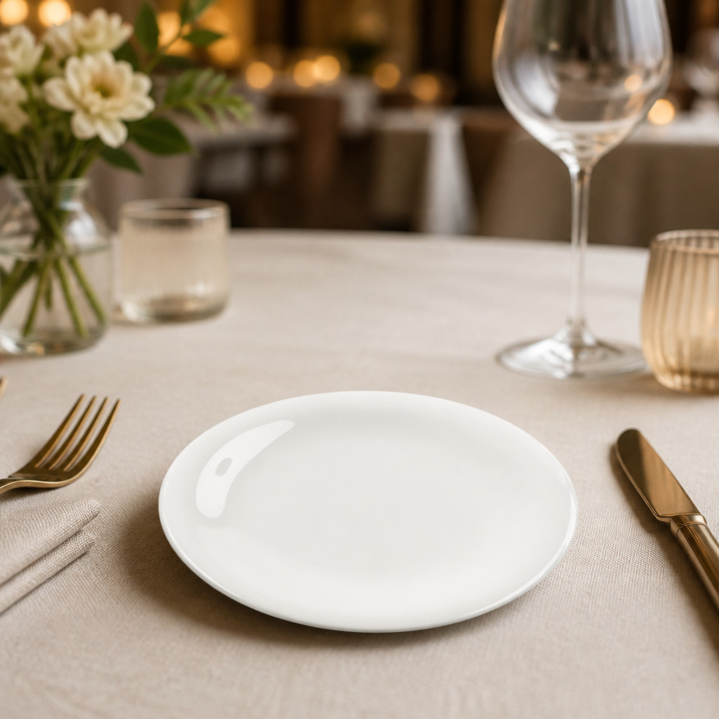 Commercial Bone China Coupe Plates 180mm - 12 Pack