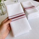 Commercial Fabric Napkins Burgundy Stripe 10 Pack 457x559mm