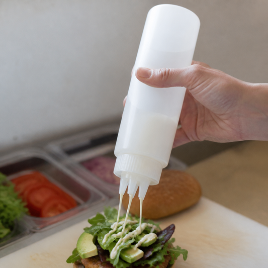 24oz Commercial Clear Three Nozzle Squeeze Bottle for Sauces