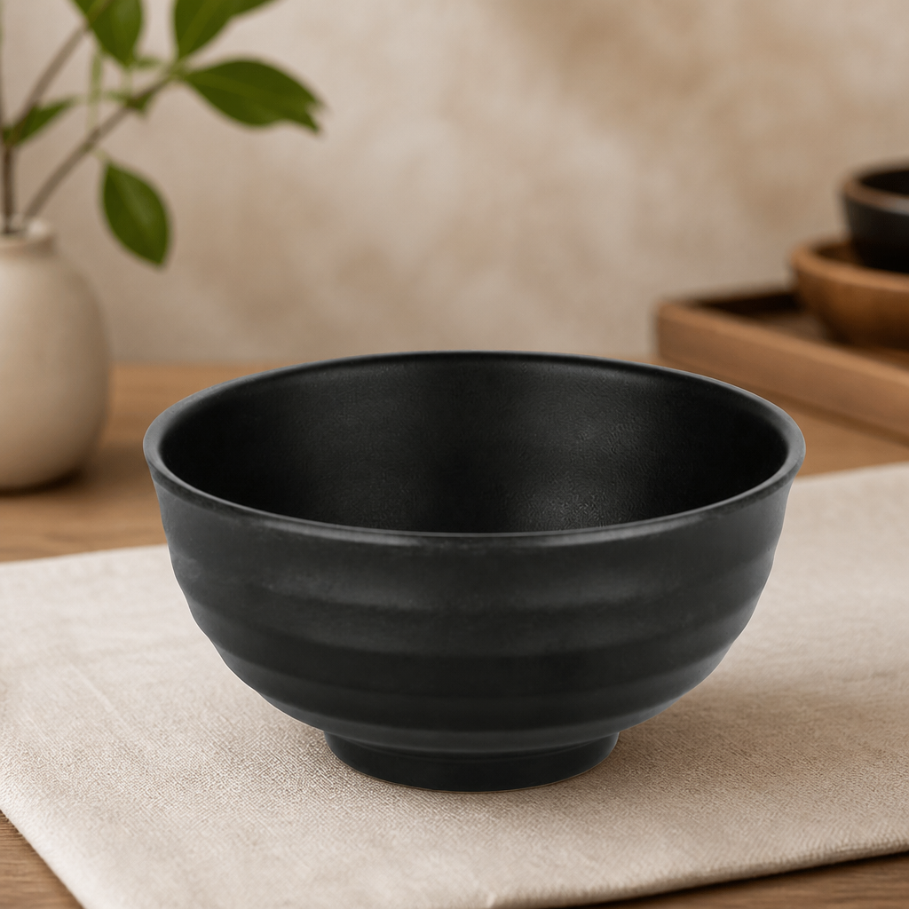 Commercial Black Rice Bowls 120mm Melamine - 6 Pack