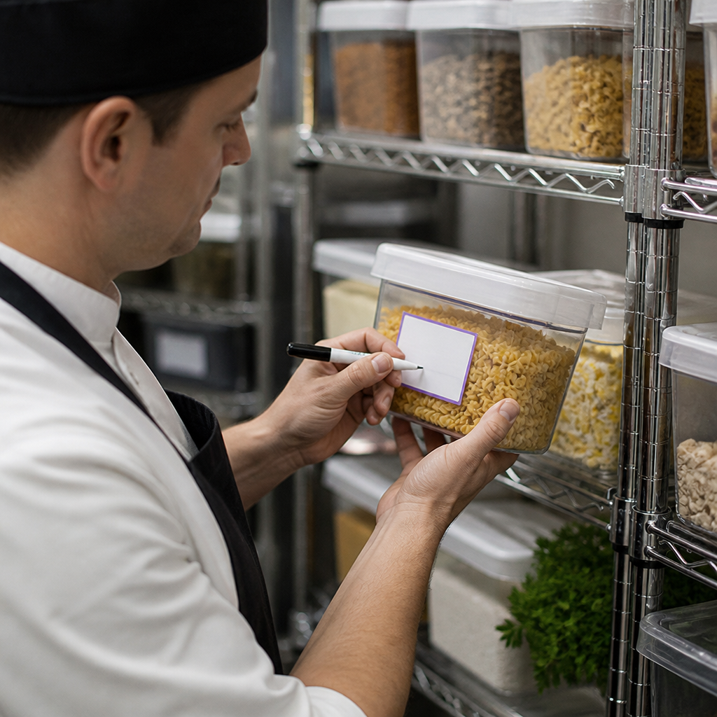 Reusable Allergen Labels Pack with Cloths and Pens for Catering