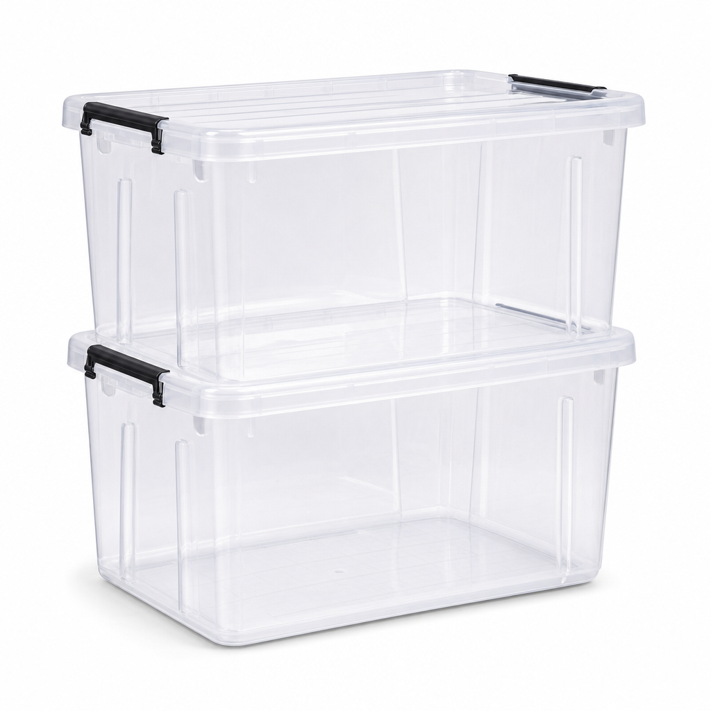 84L Clear Plastic Storage Boxes with Lids – Pack of 2