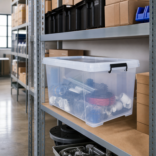 85 Litre Clear Plastic Storage Box with Clip Lock Lid