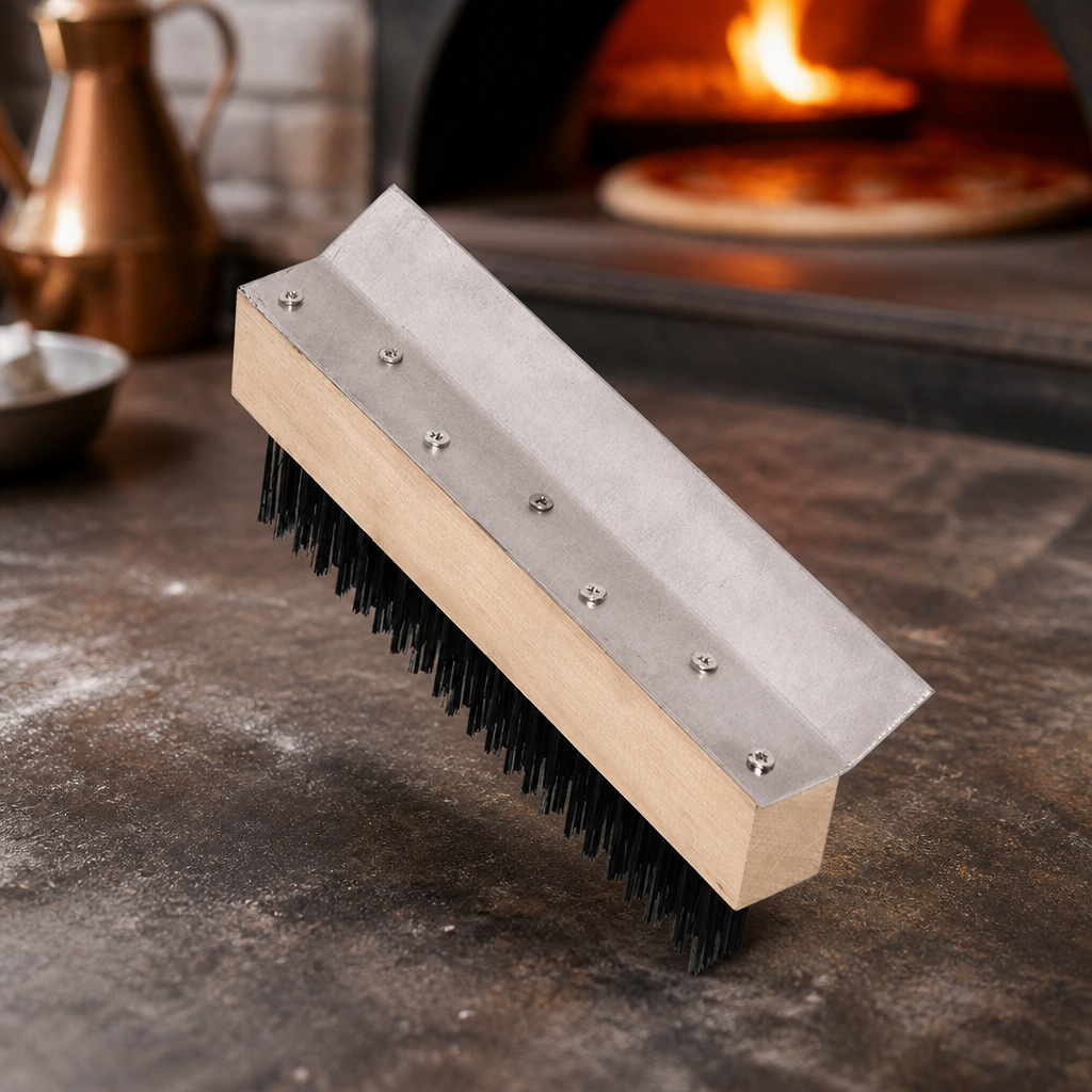 Commercial Pizza Oven Brush Head with Built-In Scraper