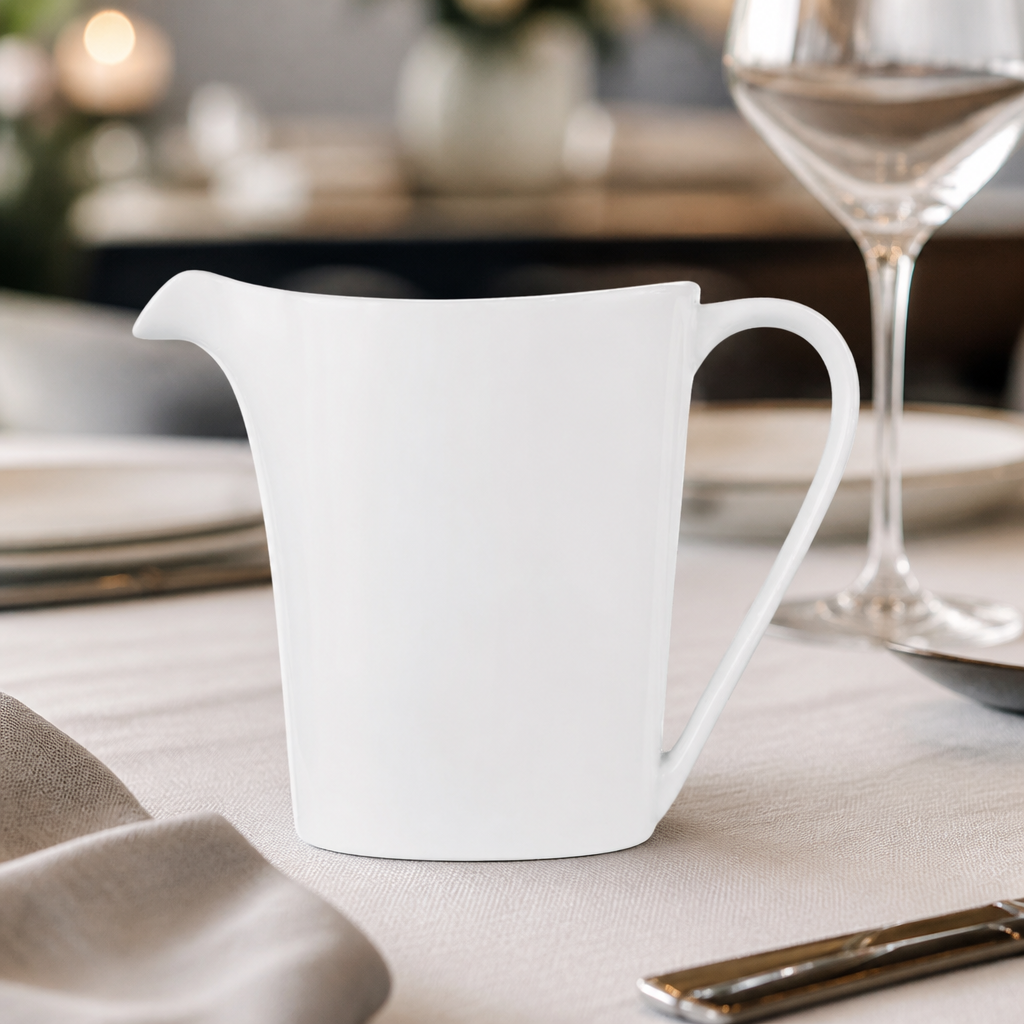 Set of 6 Commercial Oval Jugs 284ml Porcelain for Fine Dining