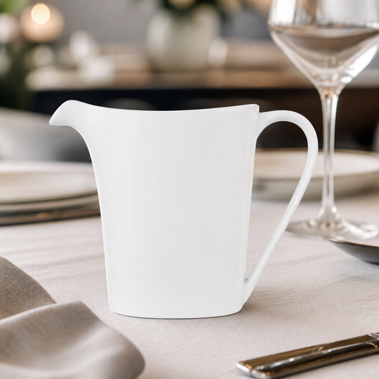 Set of 6 Commercial Oval Jugs 284ml Porcelain for Fine Dining