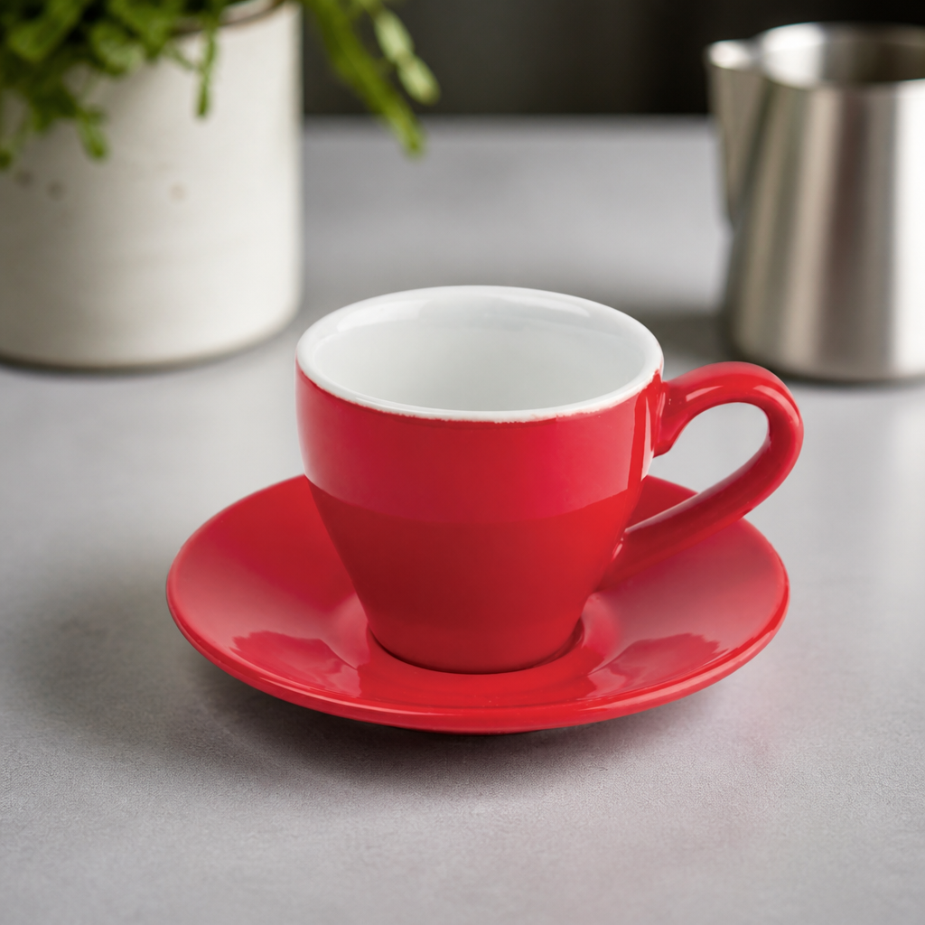 Commercial Espresso Cups 100ml Red Stoneware 12 Pack