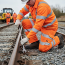 Premium High-Visibility Combat Work Trousers with Knee Pad Pockets and Railway Specification - Tall Orange