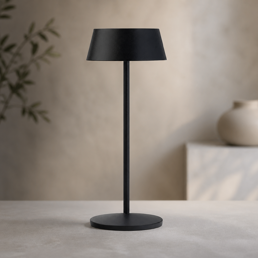 Cordless LED Table Lamp 300mm Black - 6 Pack Rechargeable