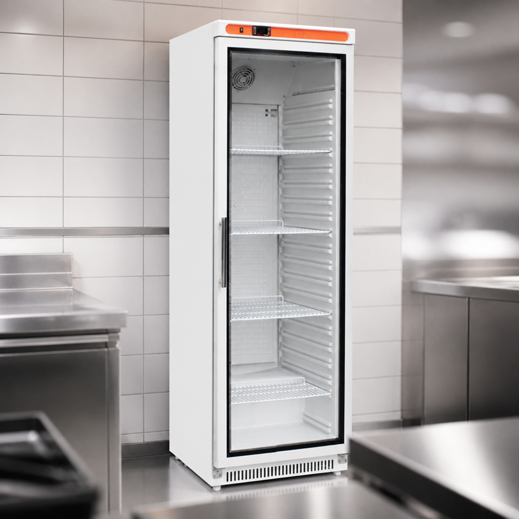 Commercial Upright Display Fridge 400Ltr Glass Door