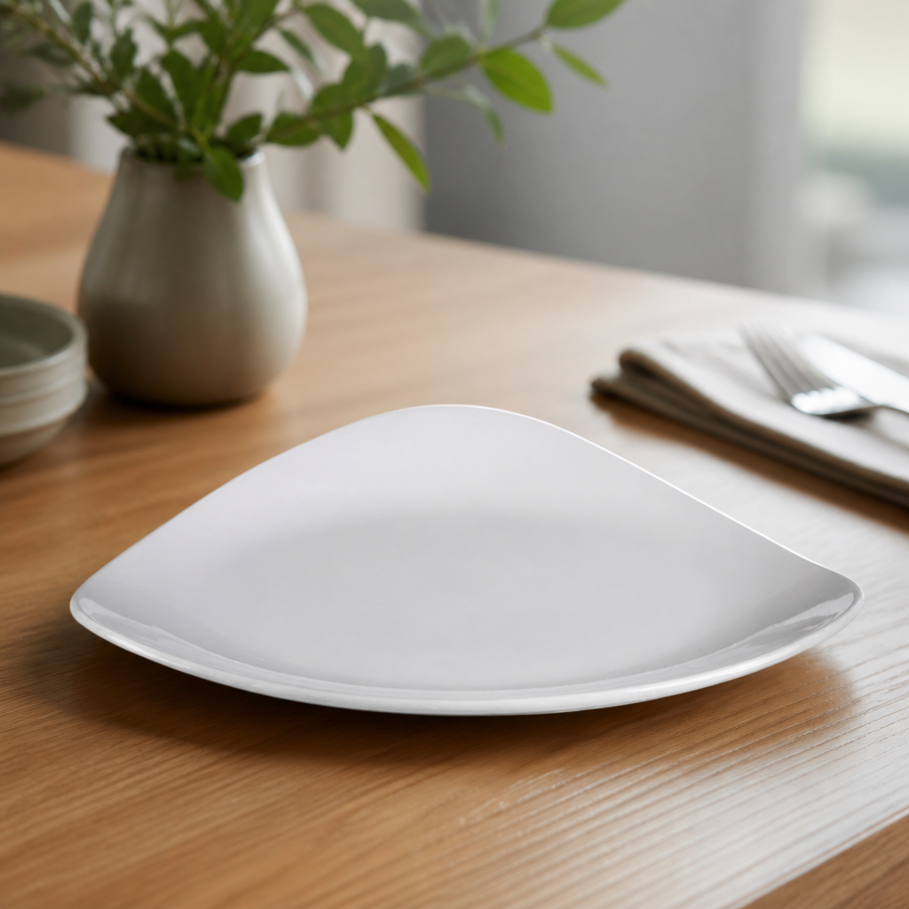 Commercial Triangle Plates 310mm Porcelain 6 Pack