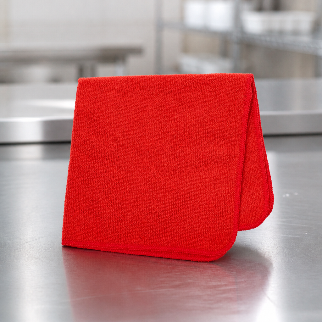 Commercial Microfibre Cleaning Cloths 400x400mm Red 24 Pack
