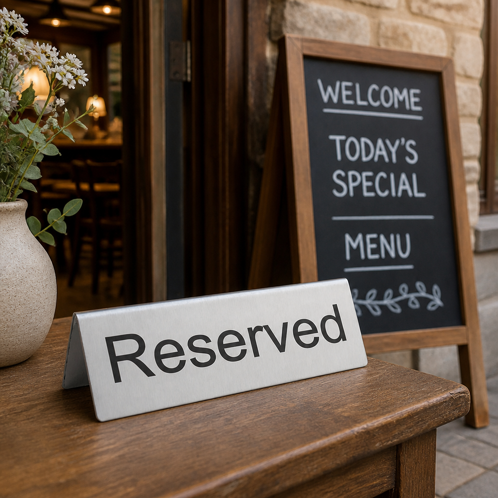 Commercial Reserved Table Signs - Stainless Steel 10 Pack