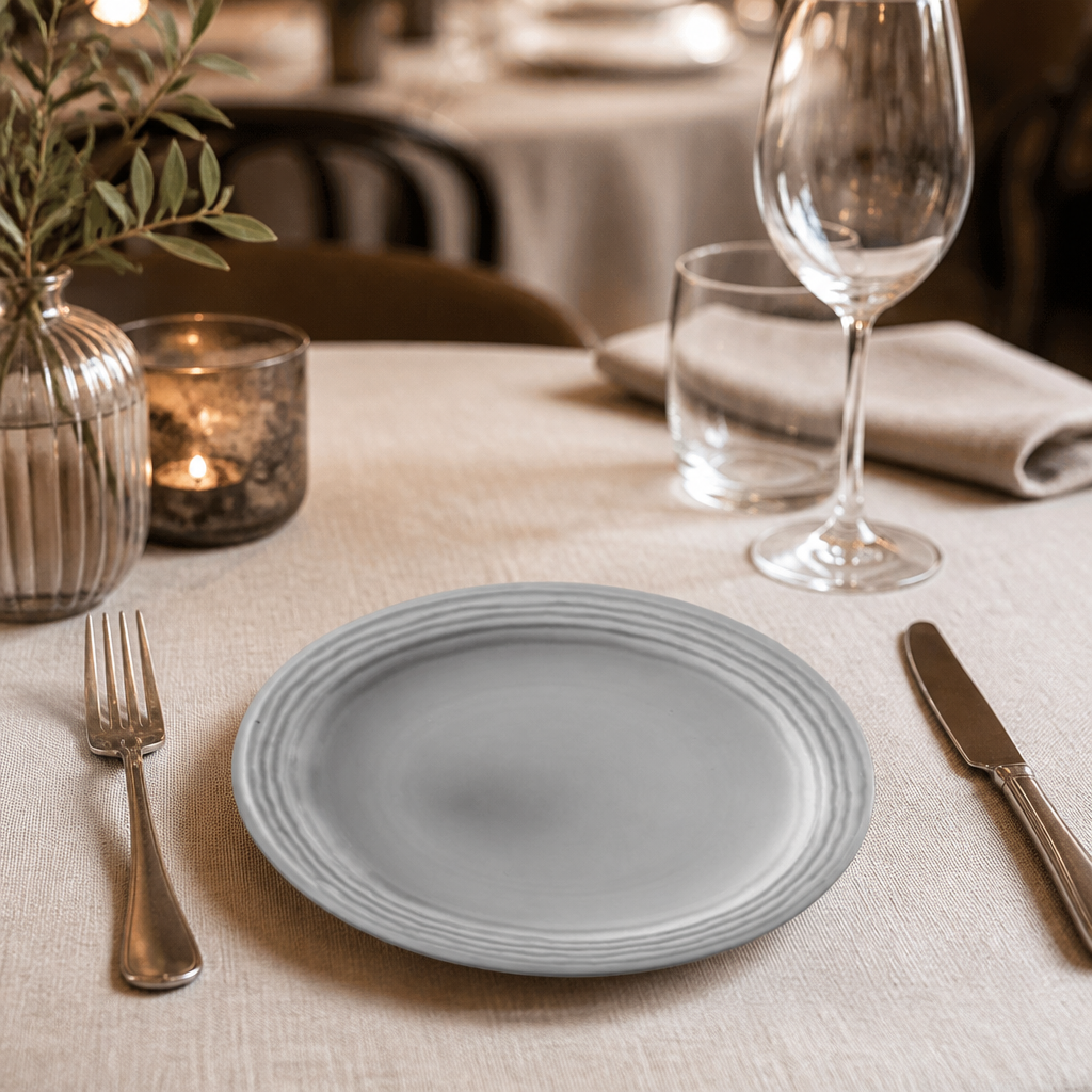 Commercial grey plates 203mm 12 pack rustic design