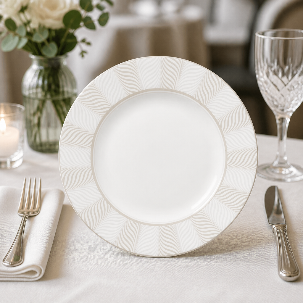 Classic 168mm taupe plates for upscale dining, 12 pack