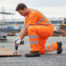Premium High-Visibility Rail Cargo Trouser - Long Leg Design in Bright Orange for Enhanced Safety and Comfort