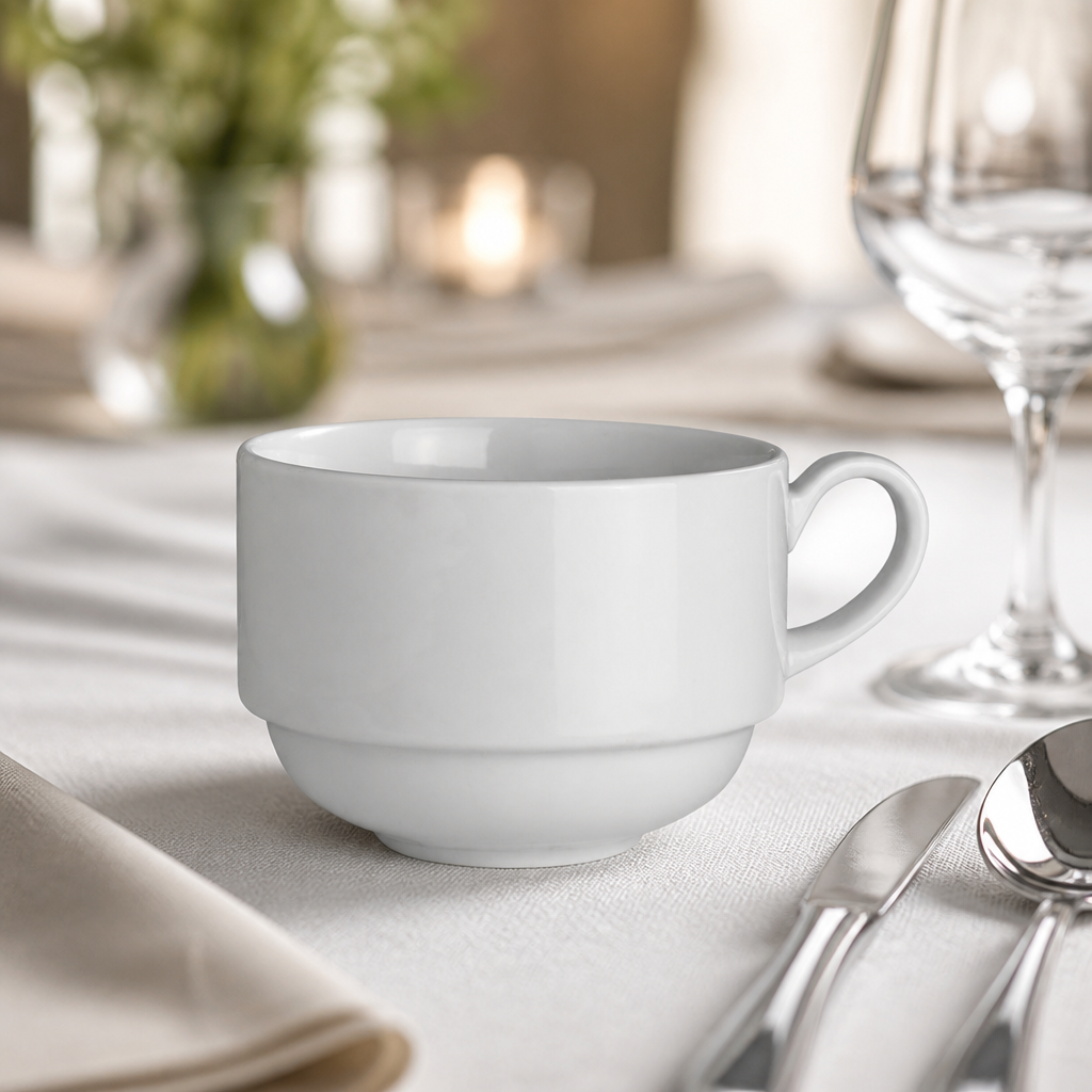 Commercial stacking coffee cups 207ml porcelain 36 pack