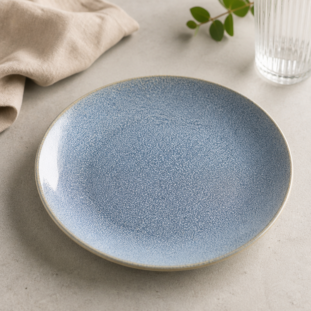 Commercial Coupe Plates 255mm Blue Reactive Glaze 6 Pack