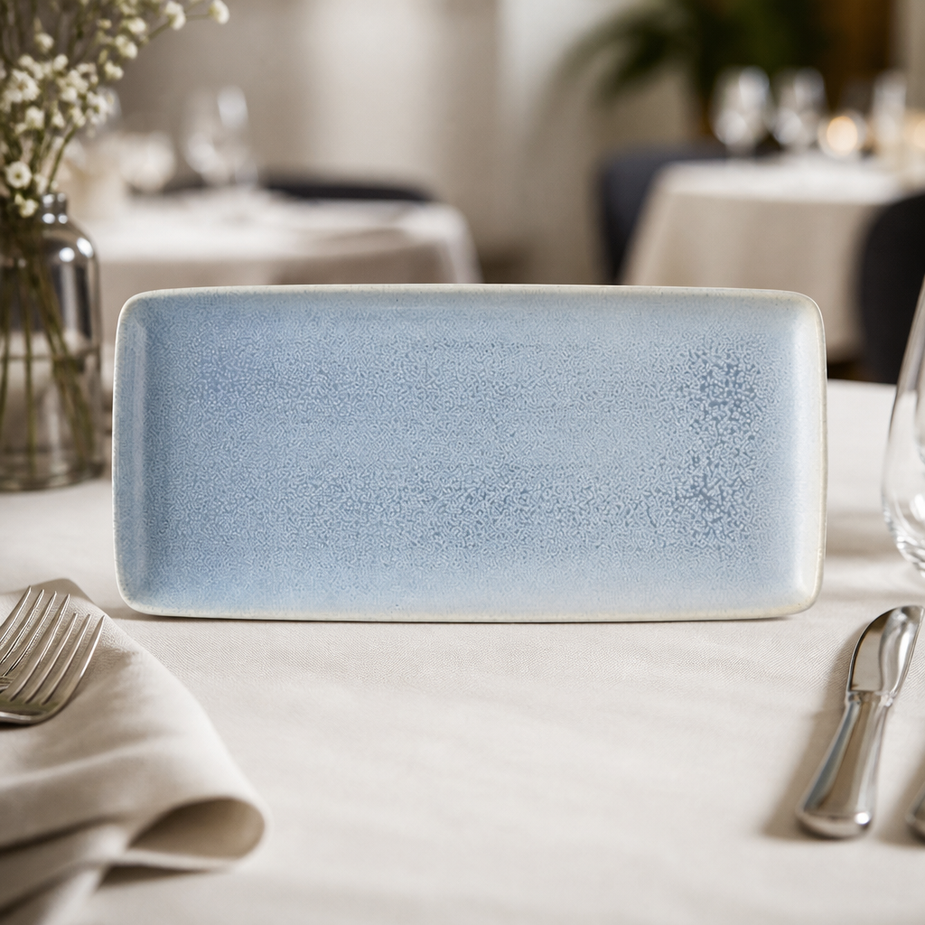Commercial Rectangular Platters Blue 355x152mm 4 Pack