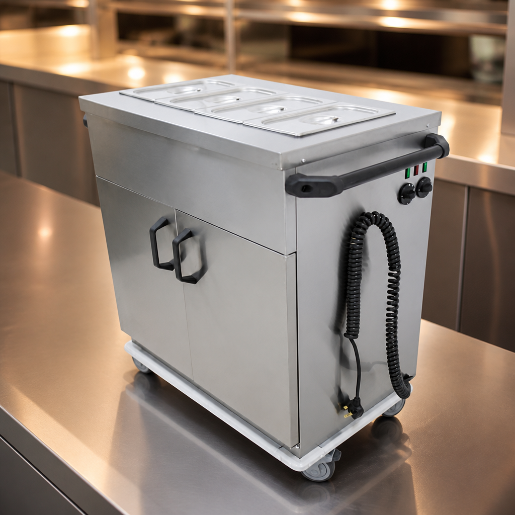 Mobile Servery Hot Cupboard with Bain Marie Top for 30 Meals