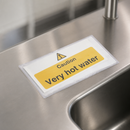 Commercial Hot Water Danger Sign 100x200mm Vinyl Safety Sign