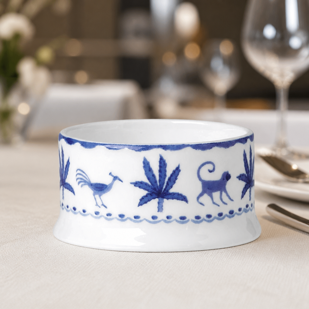 24 pack of 65mm blue bone china commercial condiment pots